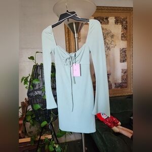 Hello Molly Influenced Ribbed Mini Dress Sage 4